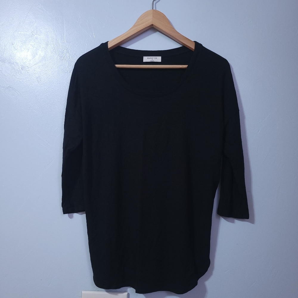 Babaton Basic Black Tee Side Slits Size Medium 3/… - image 1